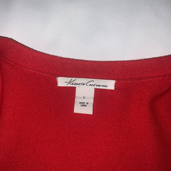 Kenneth Cole New York Red Kasper Women Cardigan Sweater Red 3/4 Sleeve Size L - Picture 8 of 11